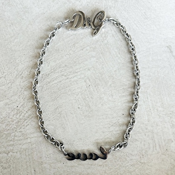 Dolce & Gabbana authentic Logo LOVE charm chain necklace vintage 00s silver tone - Picture 13 of 14